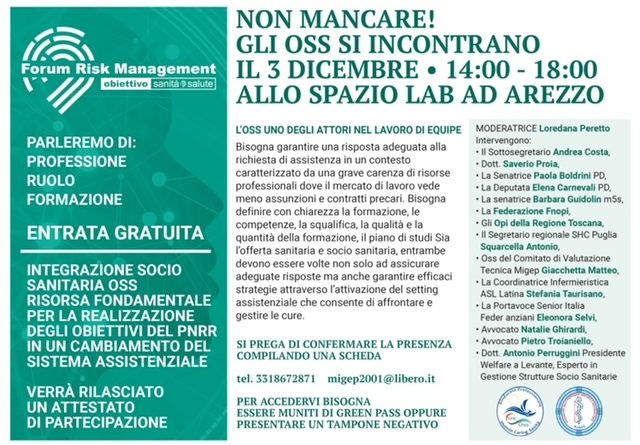Migep: pronti alla partecipazione al forum Risk Management, gli Oss s’incontrano il 3 dicembre 2021 ad Arezzo