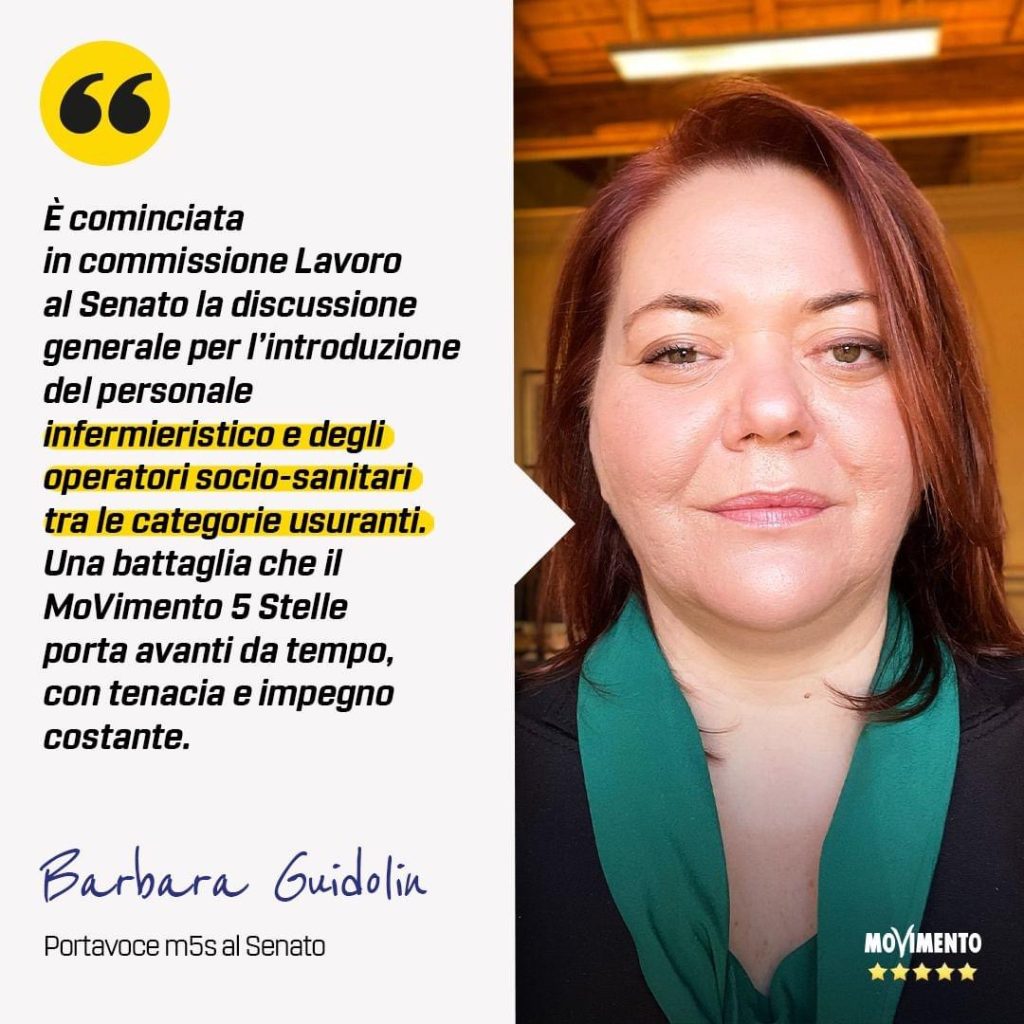 Sen. Guidolin (M5S) "Finalmente abbiamo la possibilità di dare a infermieri e Oss la risposta che attendevano da tempo"