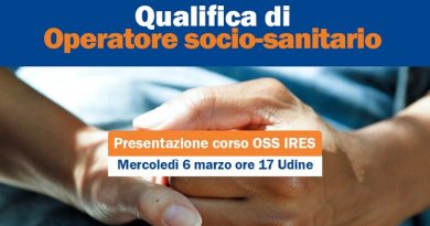 Udine, corso per oss promosso da IRES FVG: riaperti i termini per l'iscrizione