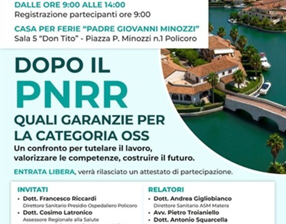 “Dopo il PNRR - Quali garanzie per la categoria OSS": convegno a Policoro (Matera) il 26 settembre